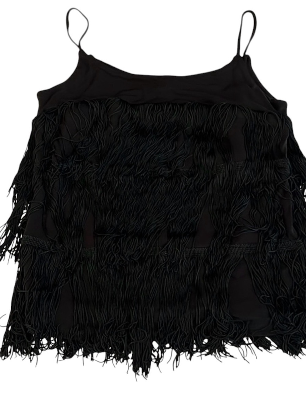Ella Moss black size Small black fringe camisole dress up or down NWOT